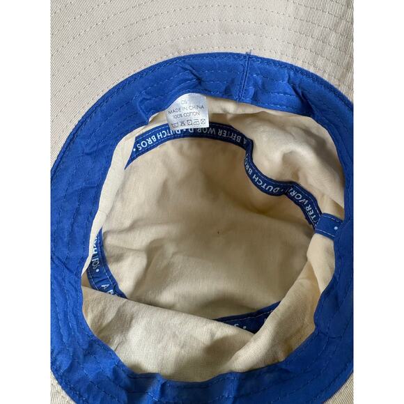 Dutch Bros Khaki Tan Bucket Hat w/ Pink Blue Side Pocket- EUC - Picture 5 of 5